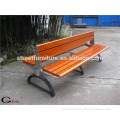 Outdoor wrought iron bench teak wood and stainless steel park bench